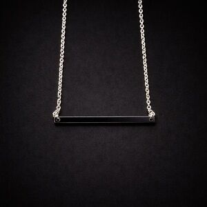 Minimal Silver Bar Pendant Necklace - Women Jewelry